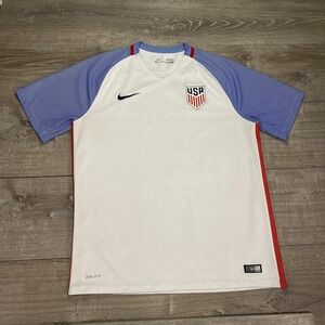 United States Soccer Jersey Mens XL White Blue Nike Dri-FIT 2016 Authentic USMNT